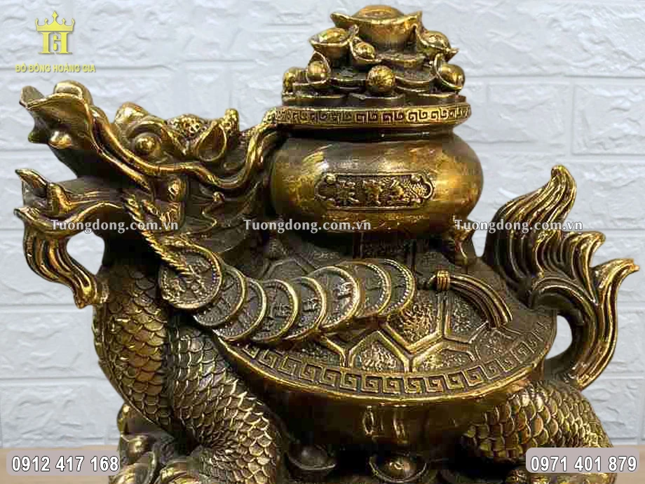 Rùa đầu Rồng cõng hũ vàng tài lộc trên lưng